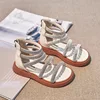 Girls Sandals 2025 Summer New Fashion Rhinestone Children's Roman Sandals Anti-sliperry Soft Kids Princess Beach Shoes G980 4