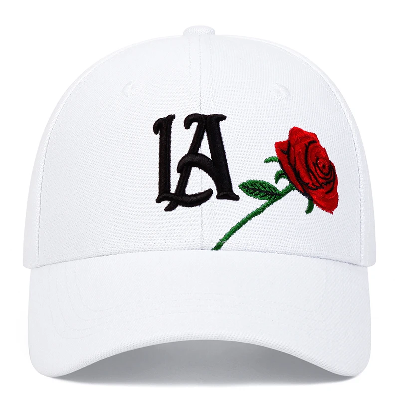 Unisex-Baseballmützen mit LA-Rose-Stickerei, für Frühling und Herbst, für den Außenbereich, verstellbare Freizeithüte, Sonnenschutzhut – Detail 8
