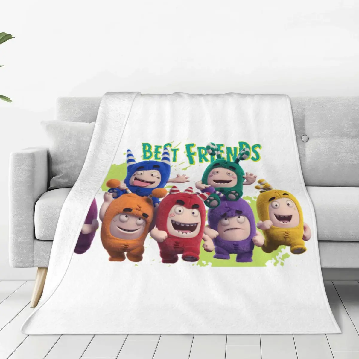 

Oddbods Cute Blanket Fleece Print Cartoon Tv Animation Portable Super Warm Throw Blanket for Bedding Travel Rug Piece