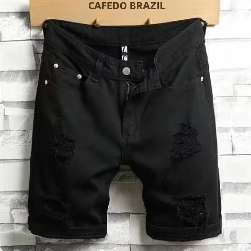Denim Shorts Summer Jeans Shorts Summer Lightweight Denim Shorts Men Korean Style Trendy Ripped Slim Fit Casual Fashion Brand Pants