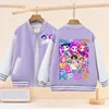 Kpop Demon Hunters Baseball Uniform Kids Autumn Coat Girl Clothes Cartoon Streetwear KPop Demon Hunters Purple