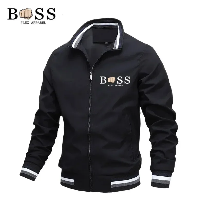 2024 Spring Men's Stand Collar Casual Fashion Zipper Jacket Outdoor Sports Coat Waterproof Bomber Jacket Windbreaker Jacket Men