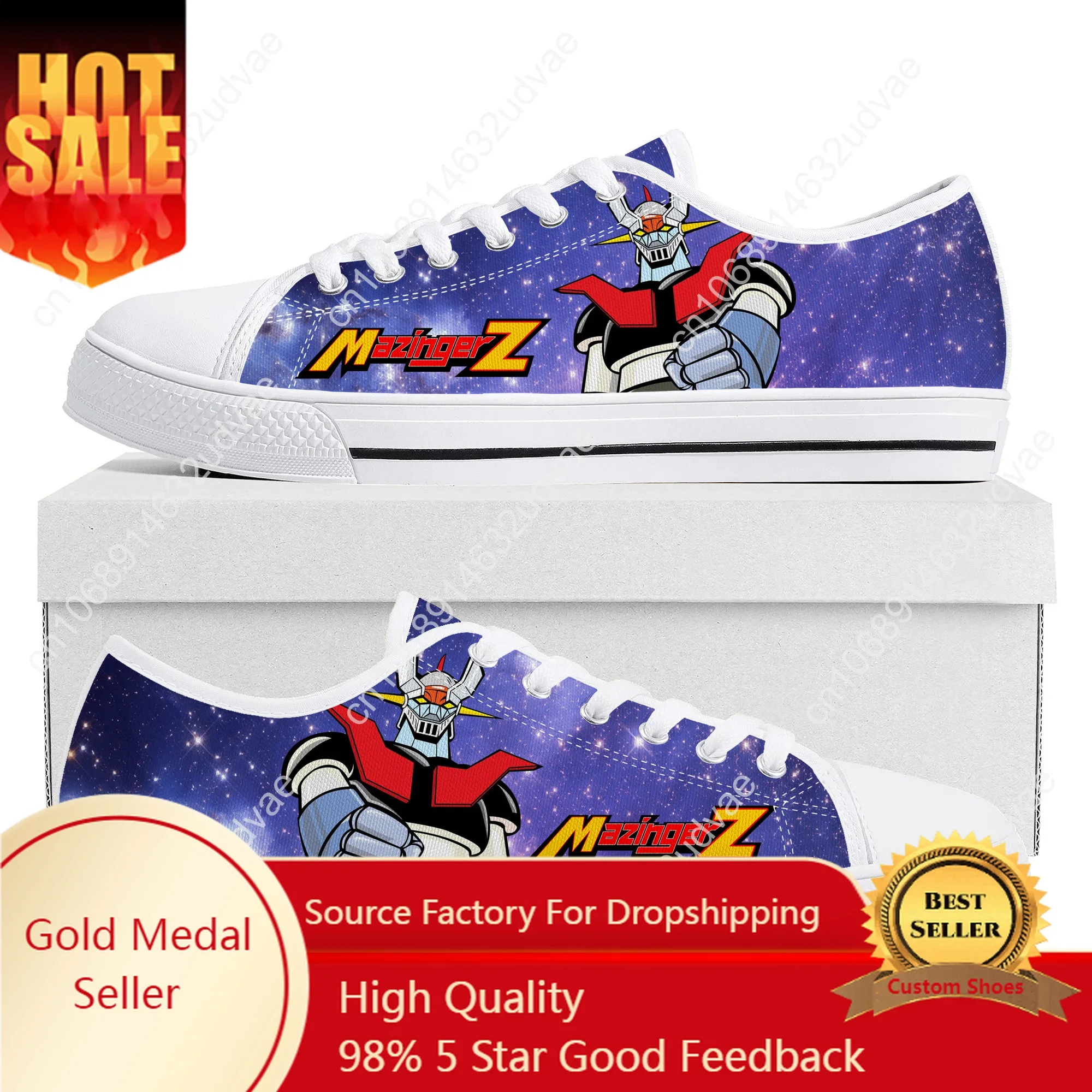 

Cartoon Manga Mazinger Z Anime Comics Low Top Sneakers High Quality Mens Womens Teenager Canvas Sneaker Couple Shoes Custom Shoe