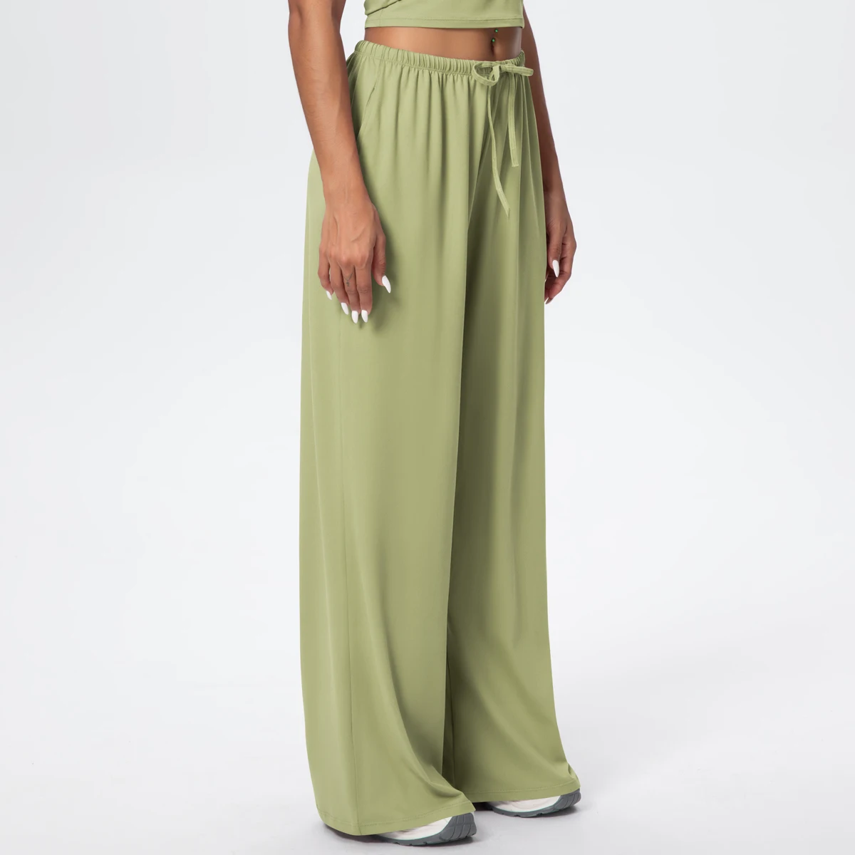 Breathable Solid Color Loose Yoga Pencil Pants Lifting Buttocks Sports Quick Drying Wide Leg Pants With Pockets Gym Yoga Pants