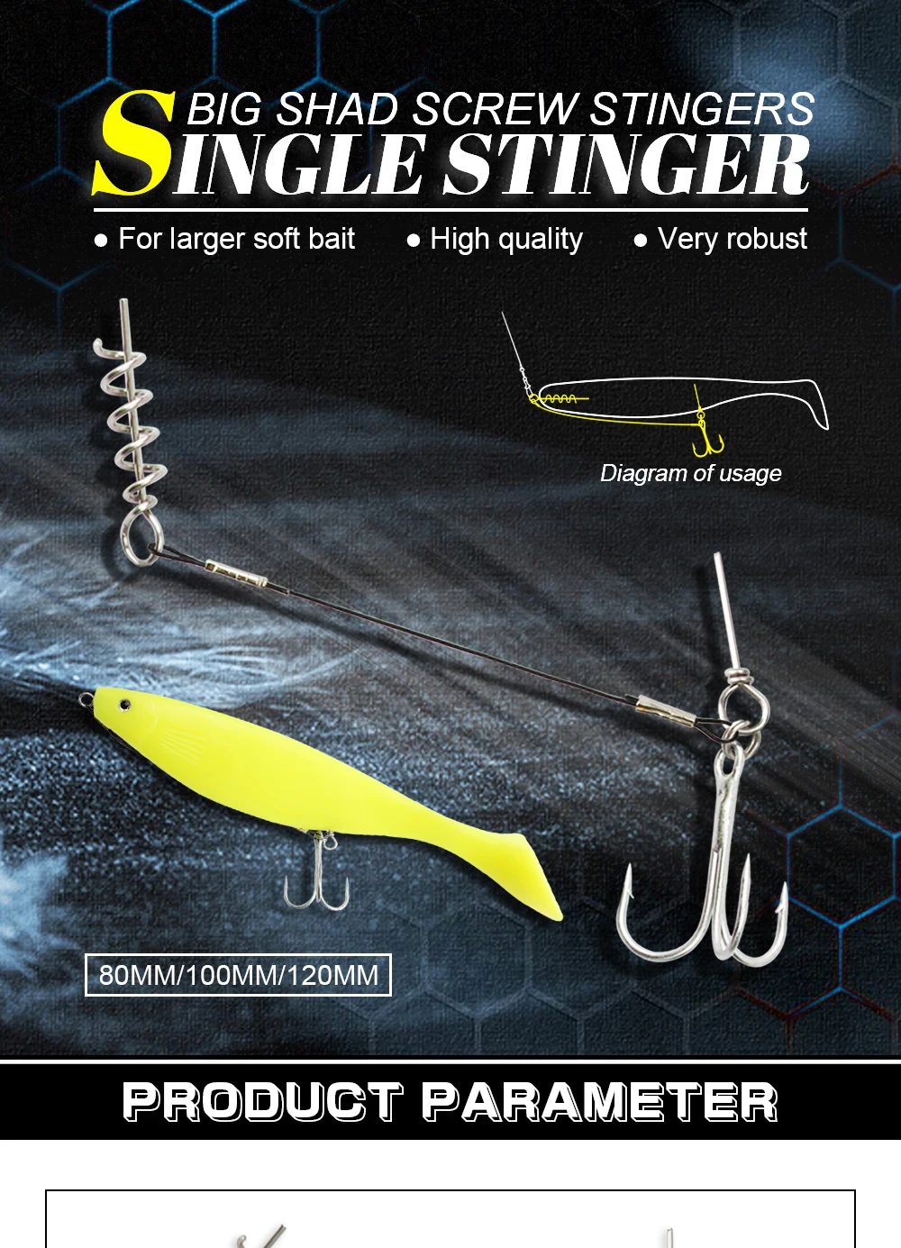 Spinpoler Shallow Stinger Rig Hook Set #1 #1/0 #2/0 Stainless