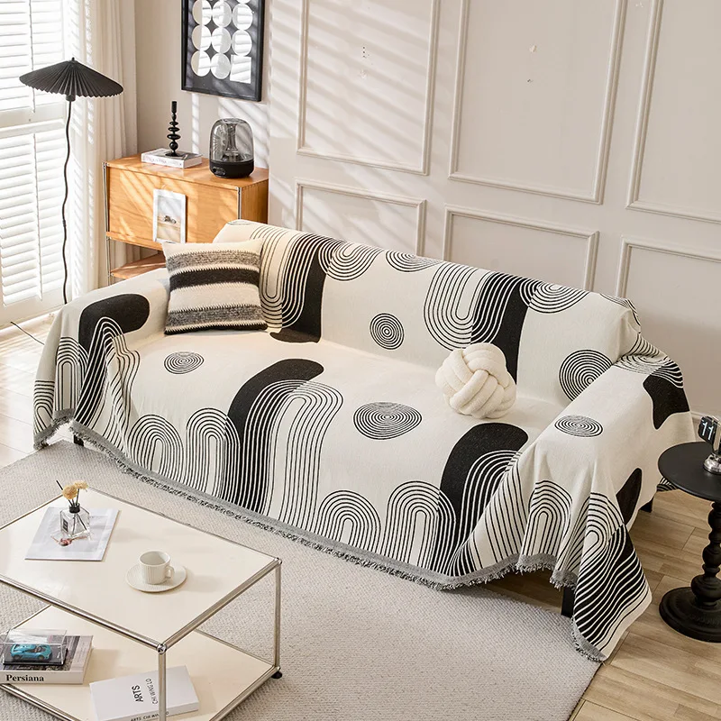 Universal Sofa Cover Winter Plush One-Piece Sofa Protector Nordic Sle Machine Washable for Three-Seater Sofa Dustproof 6