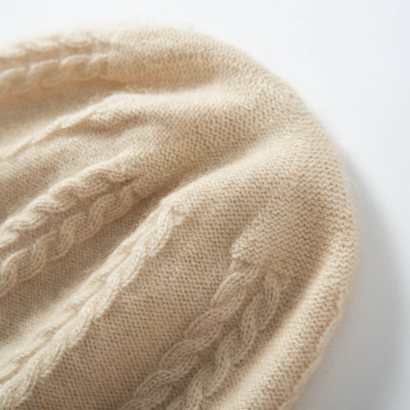 Winter New Women Hat 100% Cashmere Knitted Headgears Beanies Soft Warm Hats Lady Fashion Jacquard Bonnet High Quality Girl Cap 5
