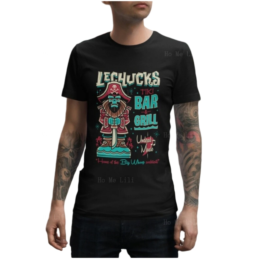 Magliette Per Uomo Leccanks Tiki Bar Retro Monkey Island Videogioco Ghost Pirate Tee