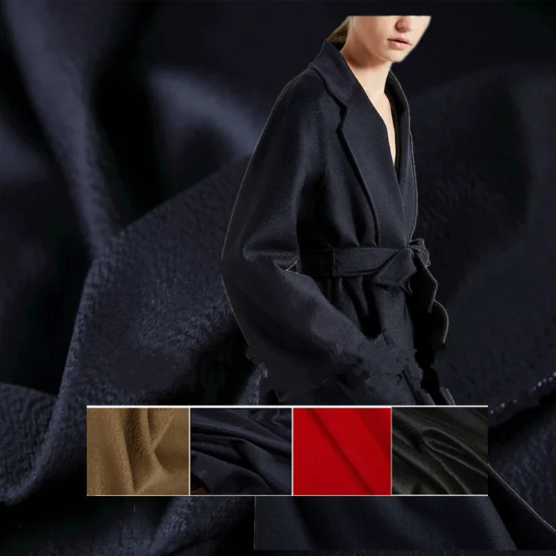 

50x150 cm Single-sided Mulberry Silk Water Ripple Wool Cashmere Autumn Winter Woolen Coat Fabric Cloth Fabrics for Sewing