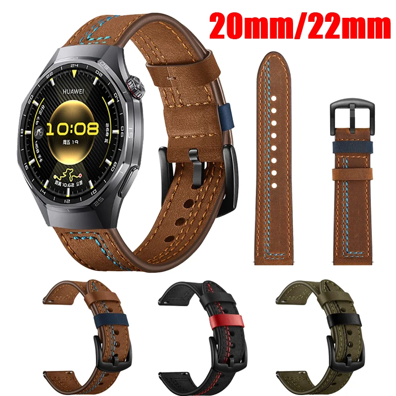 Premium Leather Watch Strap - Elegant Wristband for 46mm and 42mm Watches