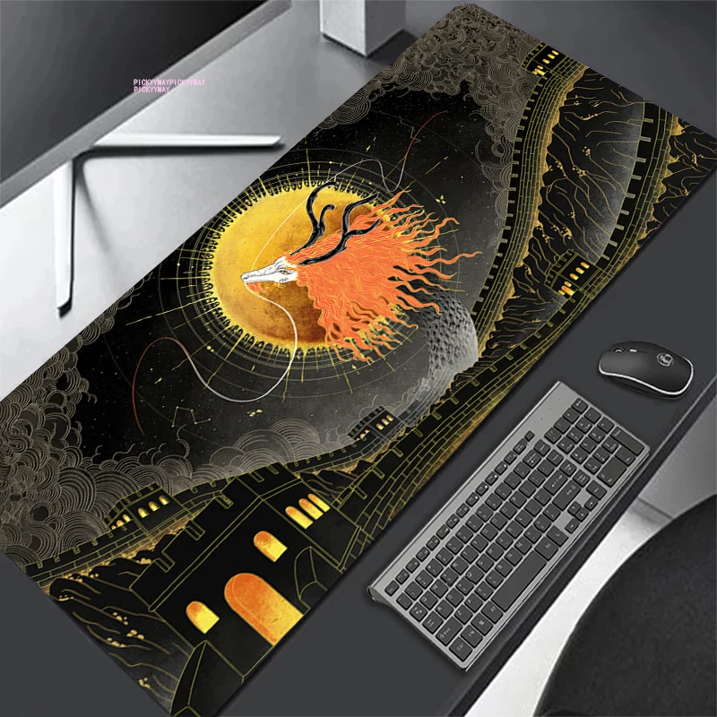 

Mouse Pad Chinese Culture Large Gamer Mousepad Keyboard Mat XXXL Dragon Mouse Mats 31.4x11.8in Rubber Desk Pad Design Desk Rug