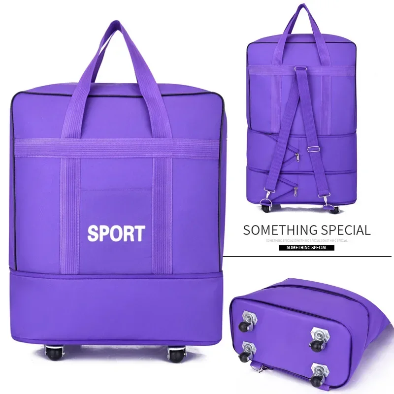 Airline Checked Bag Oxford Large Capacity Travel Universal Wheel Foldable Luggage Moving Storage Bag Rolling Packing Cubes