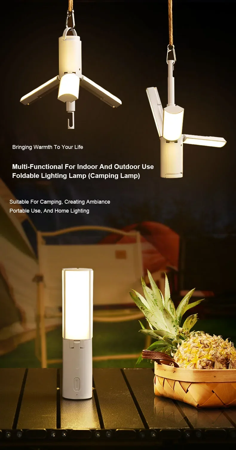 Description Picture 3 of itemFolding Outdoor Camping Portable Rechargeable High Capacity Lighting 3Modes Dimmable Hanging Lamp Lantern For Emergency Lighting