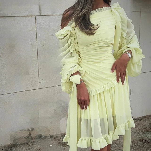 Customized Elegant Off The Shoulder Chiffon Evening Dress Temperament A-Line Knee Length 3/4 Sleeves Bespoke Occasion Gowns 1