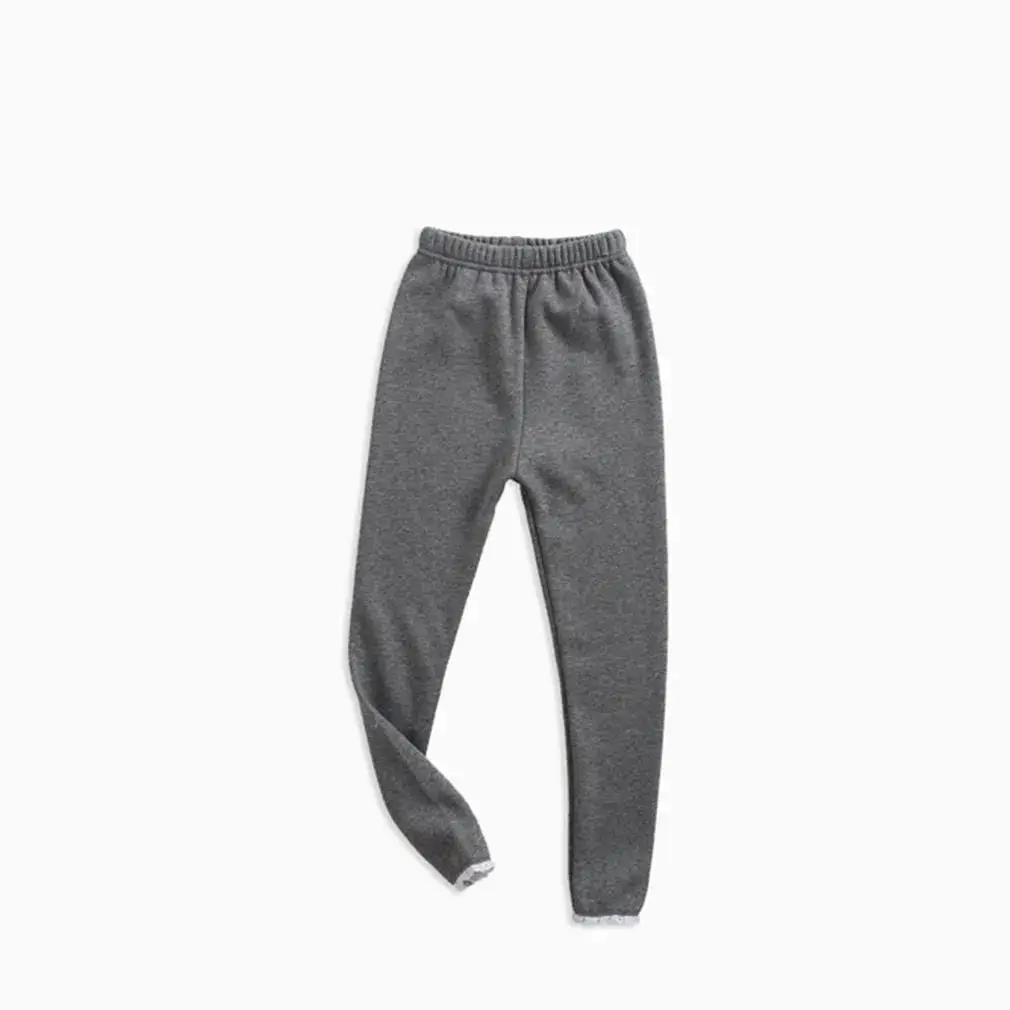 Leggings de terciopelo grueso para niños y niñas, pantalones ajustados de algodón cálido con borde de encaje, Otoño e Invierno