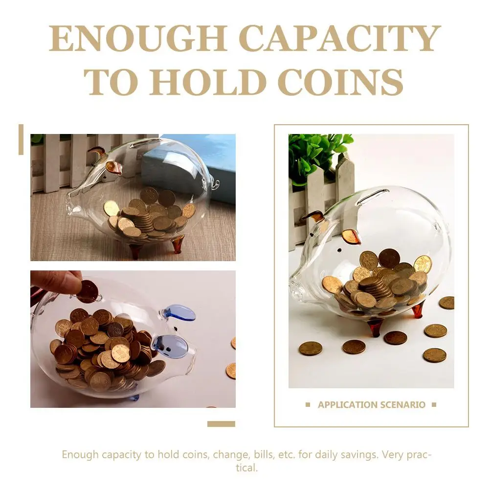 Golden Piggy Bank Clear Transparent Saving Pot for Bills Daily Savings Cute Children Gift Glass Money Pot Decorative 3