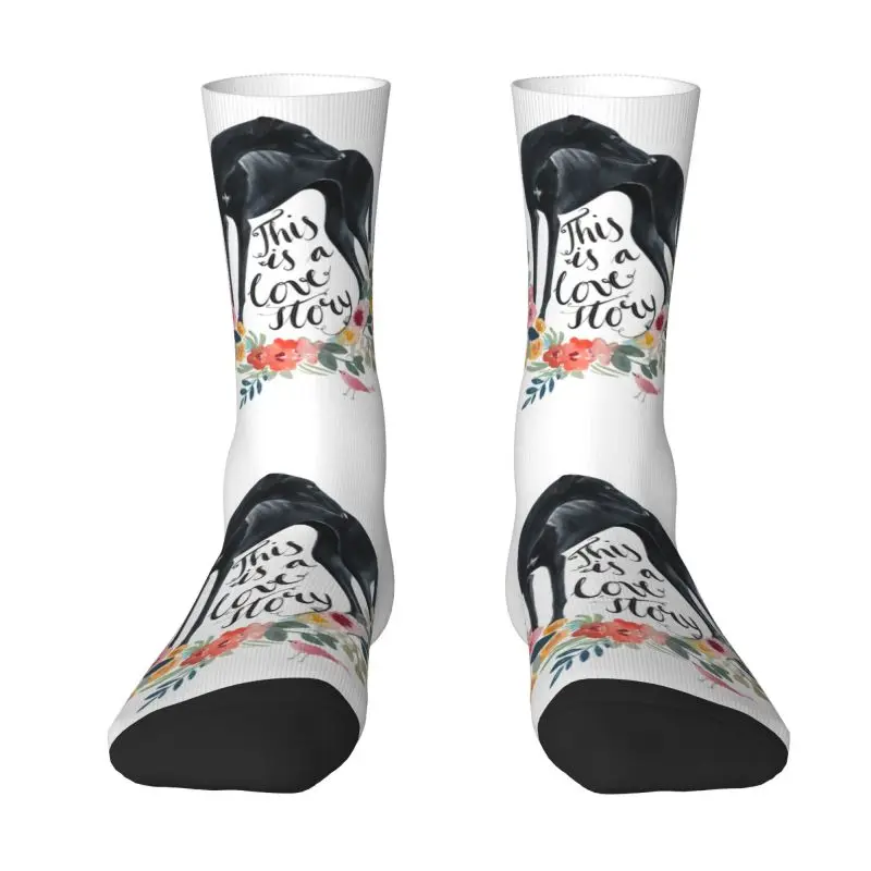 

Funny Printed Greyhound Dog Flowers Socks for Women Men Stretchy Summer Autumn Winter Cute Whippet Sighthound Crew Socks
