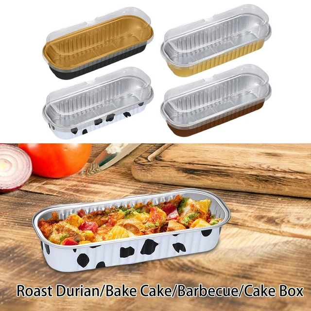 10 pcs Disposable Mini Loaf Pans With Lids Aluminum Foil Narrow Cake Pans  Rectangle Cupcake Baking Cups 6.8Oz - AliExpress