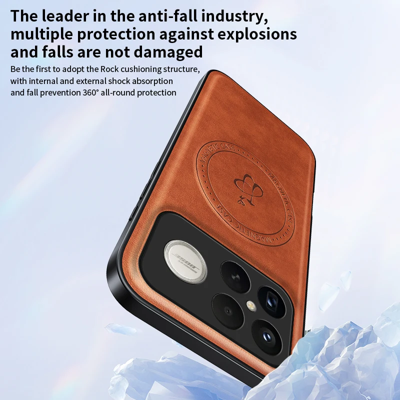 Magnetic Wireless Charging PU Leather Protective Case - Hard Back Shell Cover