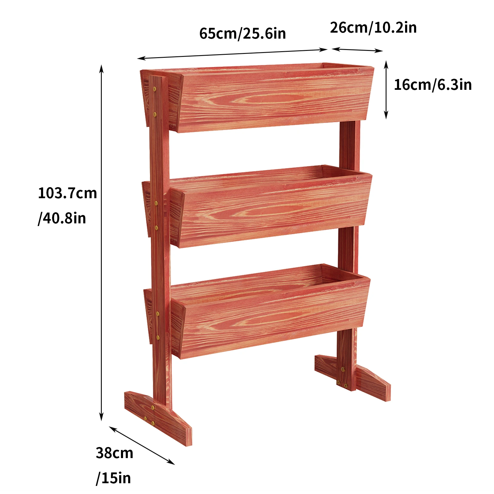 3 Tier Raised Garden Bed Wooden Elevated Vegetabl Planter Grow Box — Color: BROWN