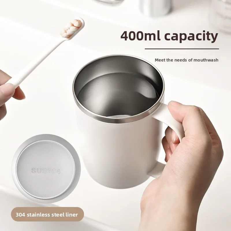 Magnetic Mouthwash 304 Stainless Steel Brush Mounted Non Perforated Toothbrush Cup Wall Shelf With Handle_voghion.com