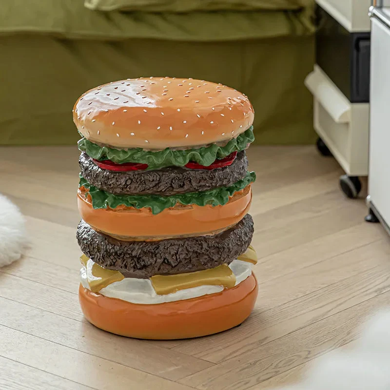 

Minimalist Stools Resin Burger Corn Creative Shoe Changing Ins Wind Stool Living Room Ornaments Home Furniture Decoration