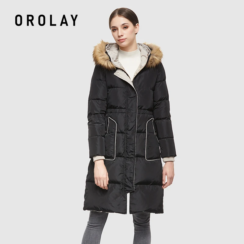 

Женское зимнее повседневное пуховое пальто Orolay со съемным меховым капюшоном