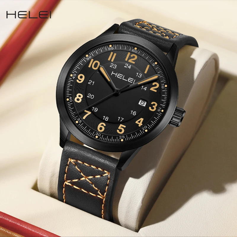 HELEI Hot Model 2024KHAKI FIELD Wild Series Casual Fashion Multifunction Quartz Movement Men's Quartz Watch Men's Watches 1 52 diecast metal alloy military tank armoured car field ambulance model toy pull back car gift for kids army soldier children