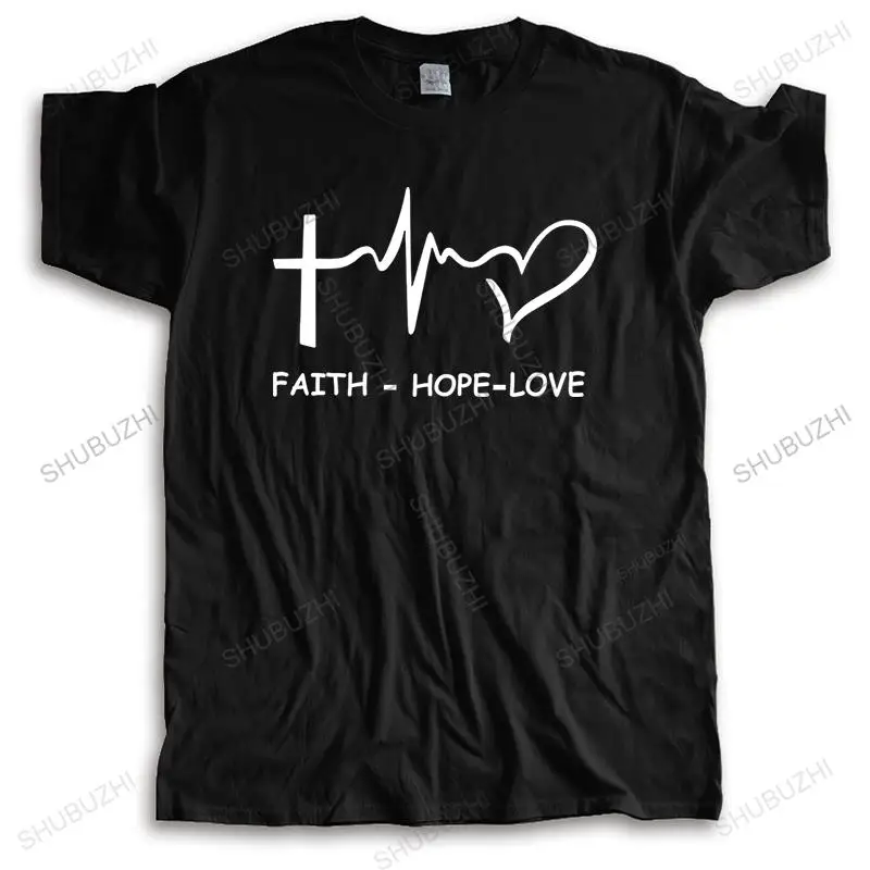 

cotton High Quality tshirt men summer tees Brand Clothing Faith Hope Love Christian many color short sleeve tops fashion tees