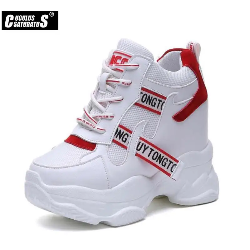 High Flat Platform 9cm Height Increasing Casual Shoes Woman Spring Hidden Wedge Sneakers Female Vulcanize Shoes women shoes casual sneakers women sneakers