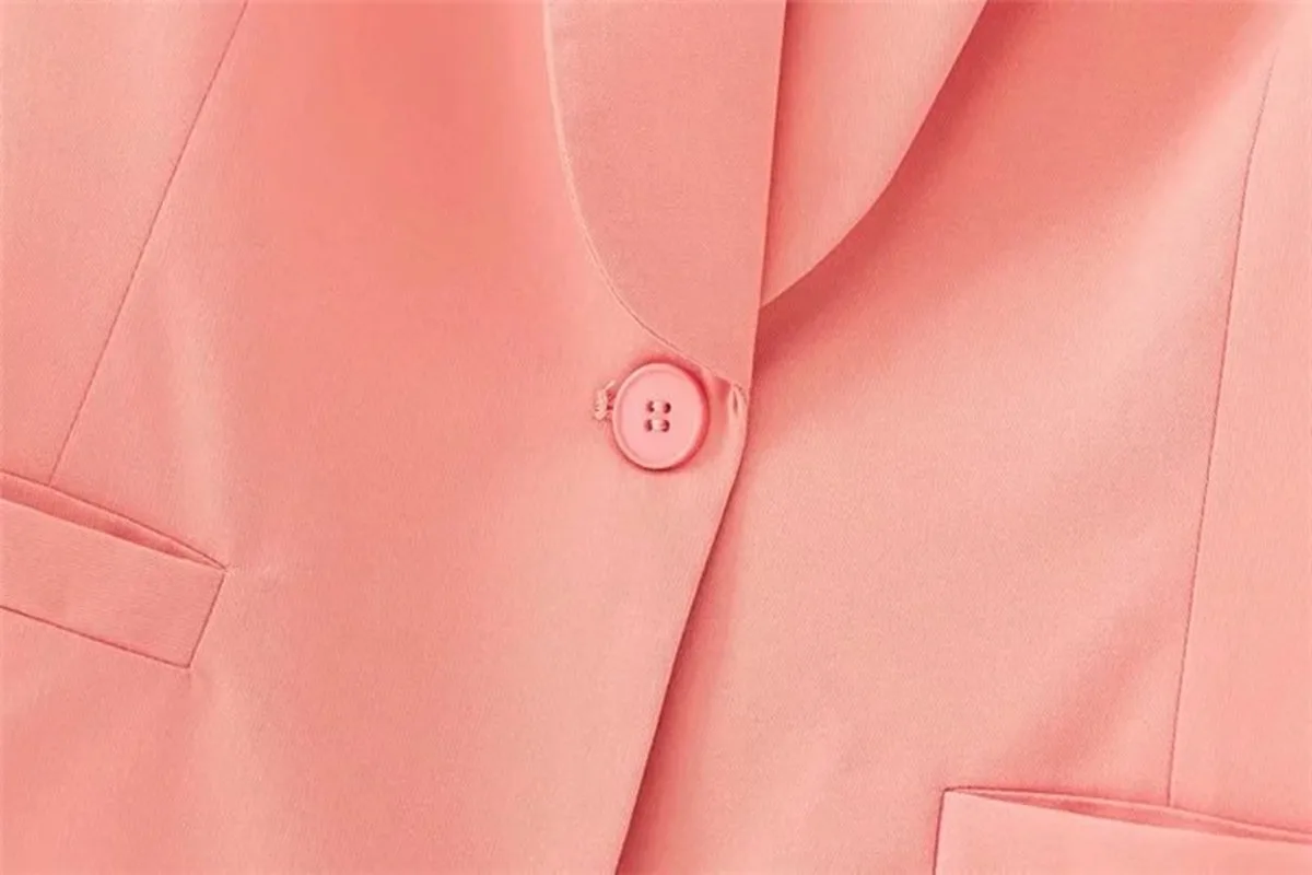 All-Match Solid Colors Blazer Suit Women Pink Casual Commute Office Blazer Mid Length Single Button 2023 New Autumn Winter Coats