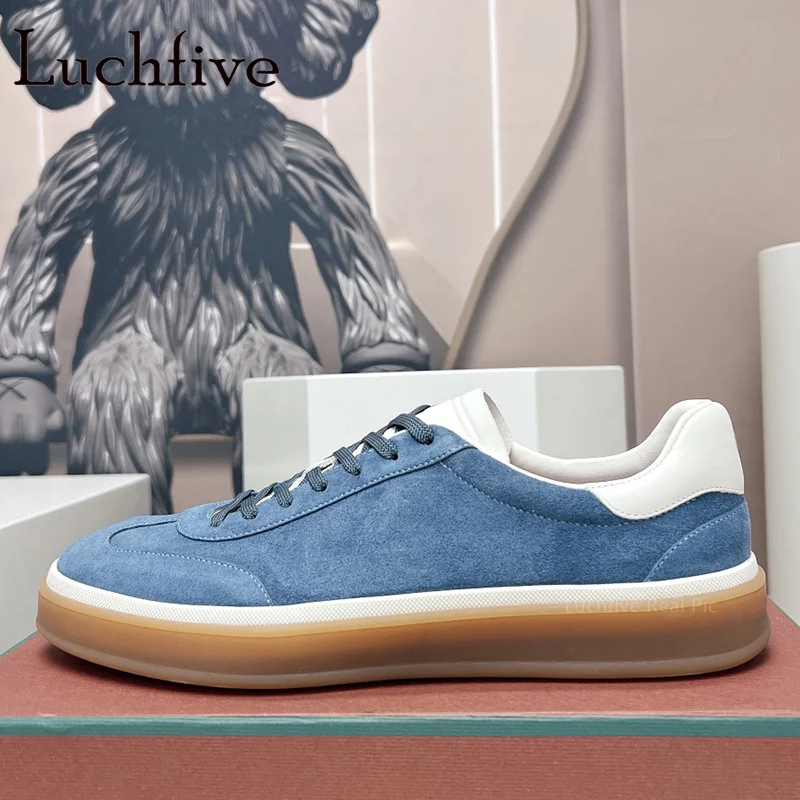 

Brand Designer New Suede Patchwork Leather Flats Sneakers Men Shoes Lace Up Round Toe Outside Daily Walking Driving Shoes