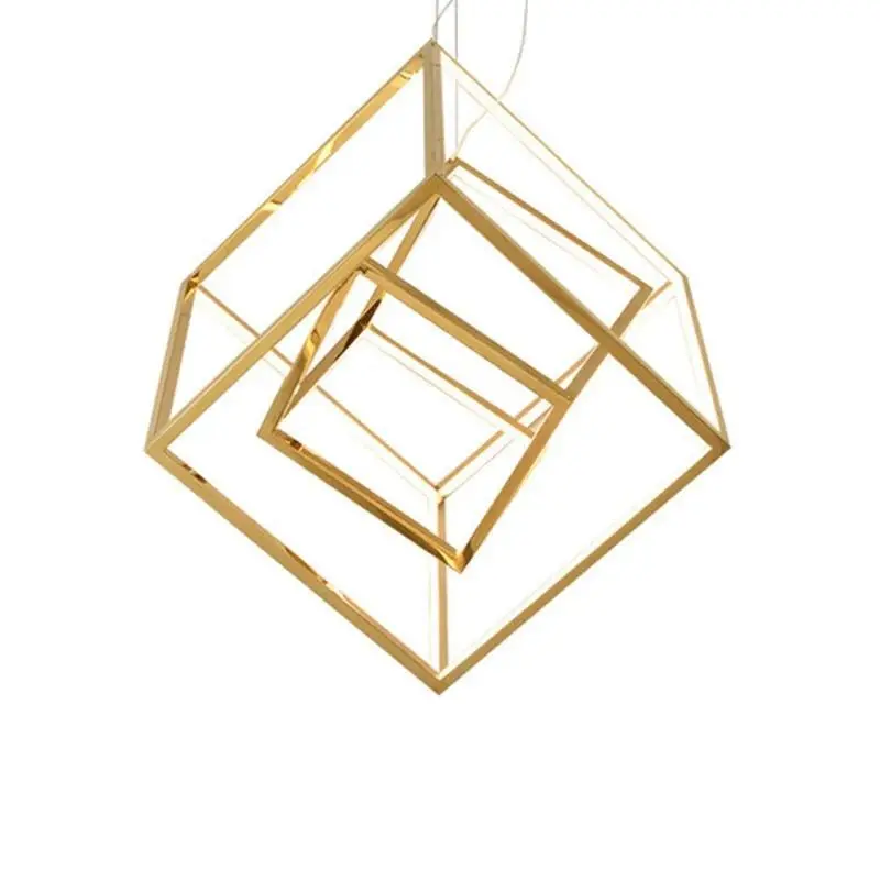 

Stainless Steel Creative Geometric Gold Chandelier Light Fixture Home Decor Hanging Lamp Suspension Lighting For Bedroom Foyer