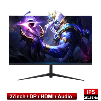 PC 모니터 165Hz IPS LED 디스플레이, QHD 데스크탑 게이밍 게이머 컴퓨터 화면, 평면 패널, 2560*1440 HDMI 호환 DP, 27 인치