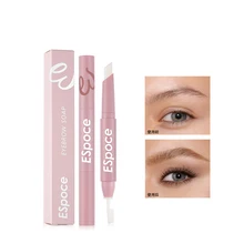 Gel de cejas de doble cabeza, Pluma de cera impermeable de larga duración, jabón para cejas salvajes, cepillo para dar forma a las cejas, bálsamo de maquillaje, estilo