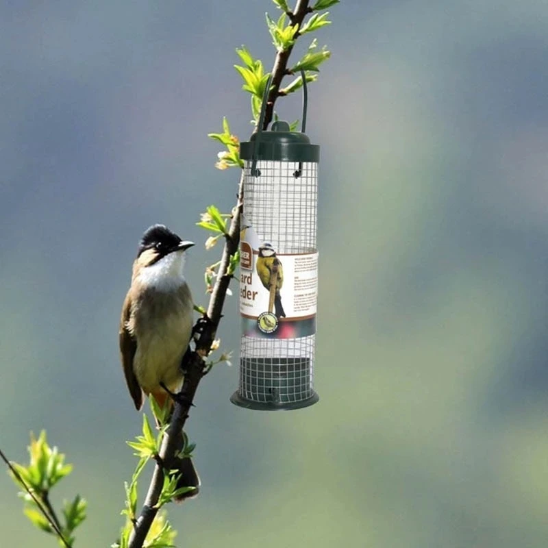 12/4PCS Green Outdoor Hanging Bird Feeder Plastic Wild Bird Peanut Seed Nut Feeder Hanger Supplies Standing