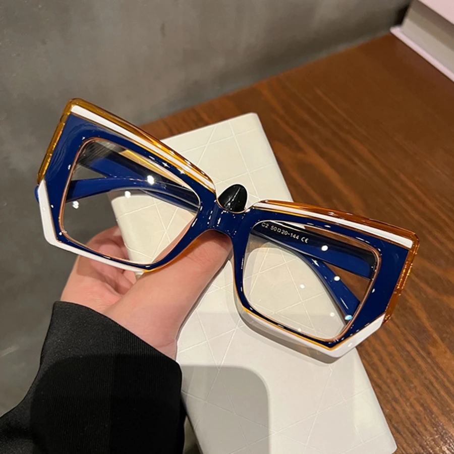 Cat Eye Anti Blue Light Glasses Women Trendy Polygonal Vintage Luxury Design Eyeglasses Ladies Fashion Irregular Square Eyewear anti blue light glasses