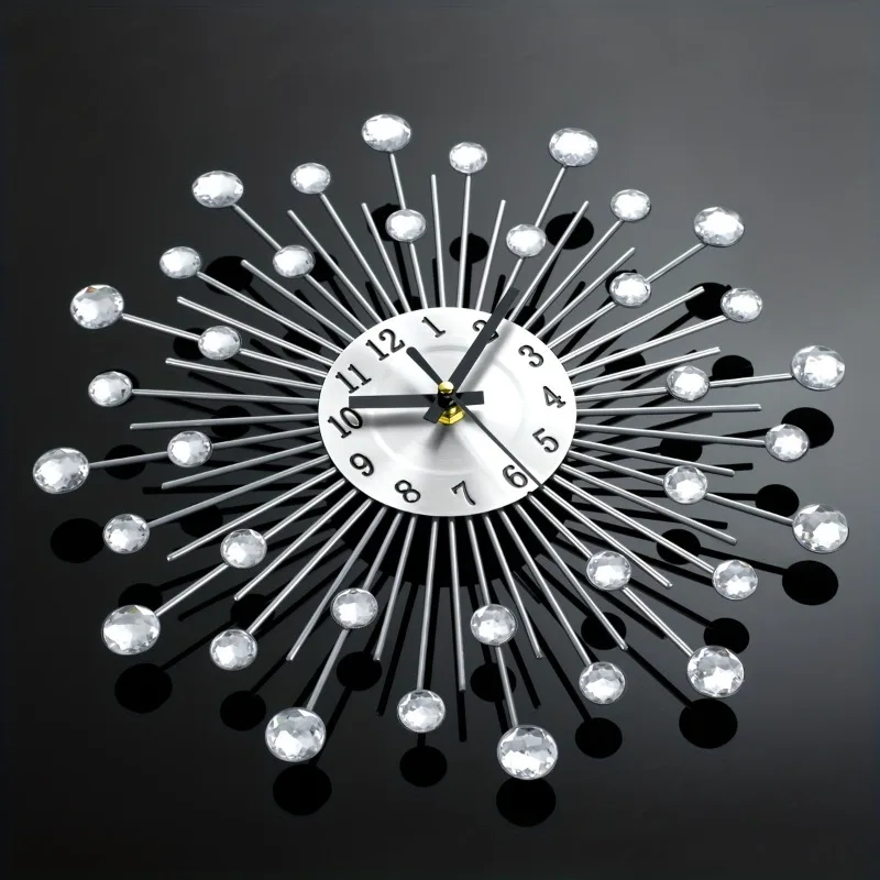 

New Hot Vintage Metal Crystal Sunburst Wall Clock Large Morden Wall Clocks Design Home Art Decor Ornaments