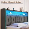 Twin Bed Frame with Drawer, Storage Headboard,Upholstered Bed with Heavy Duty Wood Slats,Noise Free, Easy Assembly, Dark Grey 6