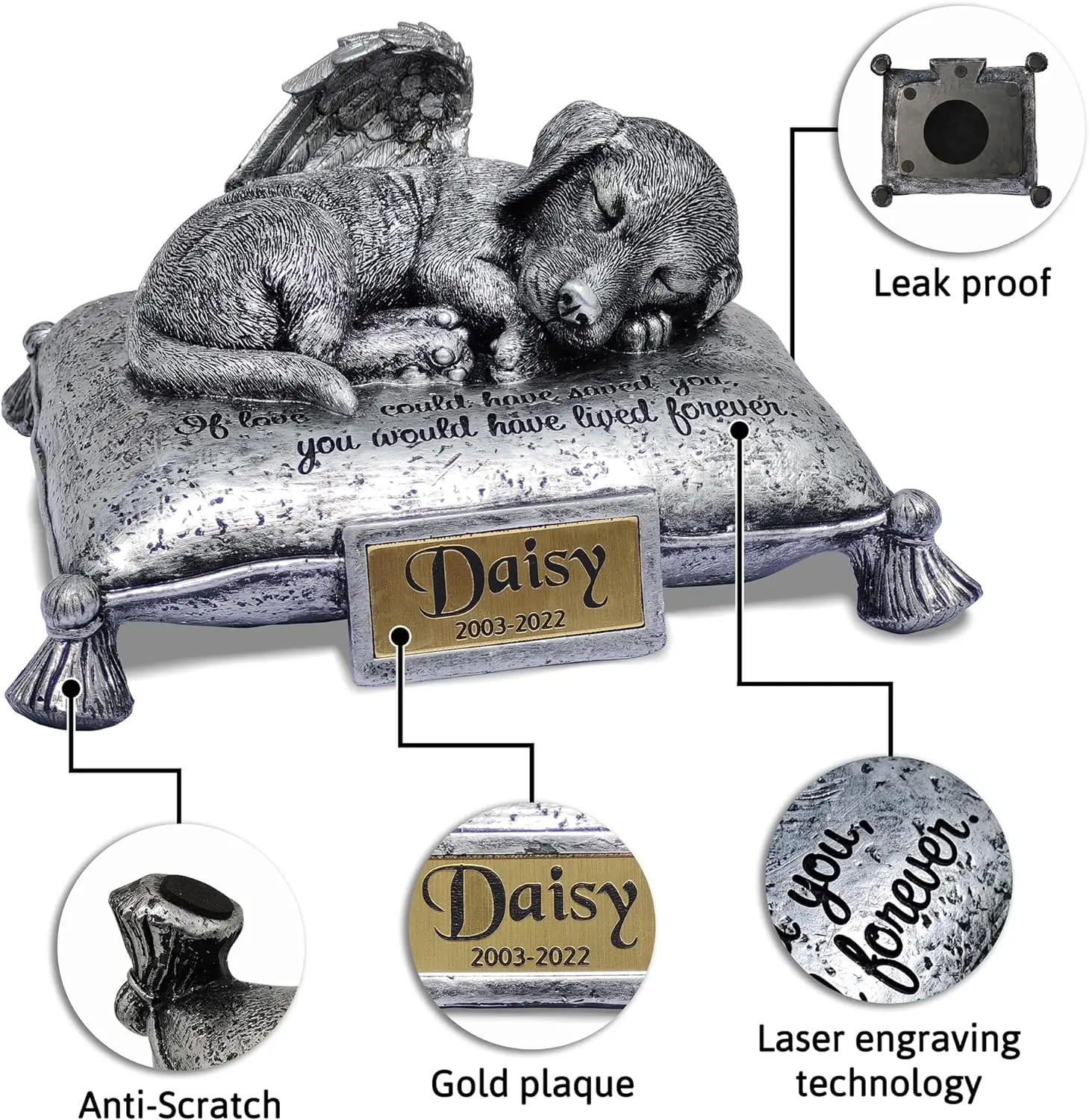 Pet Urns for Dogs Ashes-Memorial Dog Urns for Ashes with Personalized Engraving Your Pet's Name, Date
