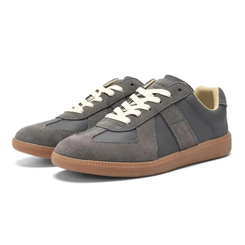 Classic Retro German Training Shoes, Women's Little White Shoes, Spring and Autumn New Versatile Lace up Genuine Leather Bo