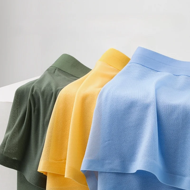 Men's Underwear Ice Silk Summer Ultra Thin Honeycomb Mesh Quick Drying Underwear Ice Feel Antibacterial Flat Corner Underwear