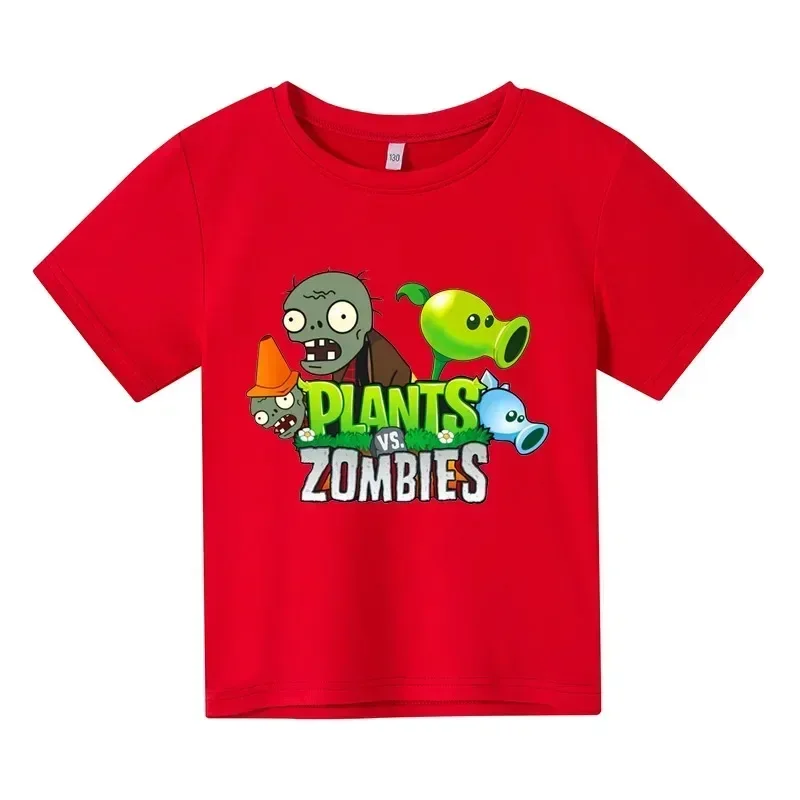 Summer Funny Children T-shirt Cotton Pvz Plants Vs Zombie Plants Print Kid T Shirts Game Garden Warfare Plants Baby Tee Clothing 5