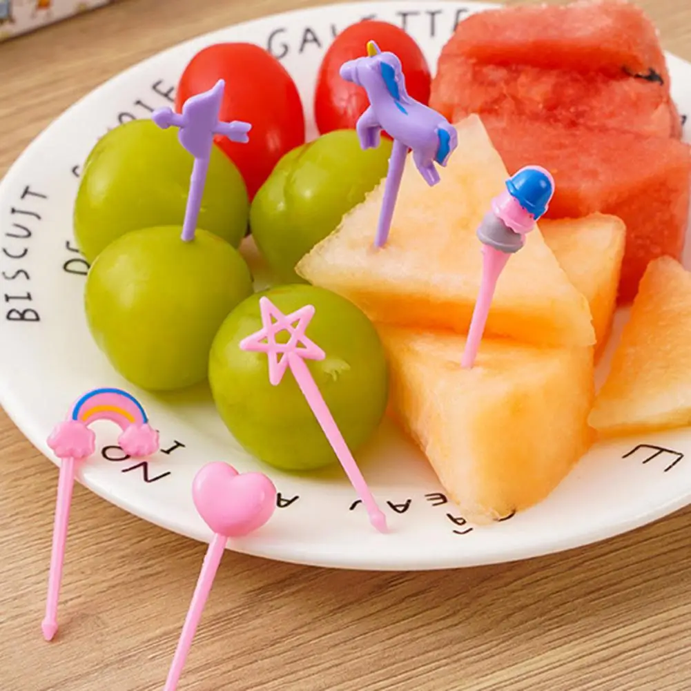 

Food Fork Reusable Fruit Picks for Kids' Bento Lunches Cute Rainbow Shapes Easy to Clean Decorative Animal Toothpicks Dessert