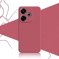 Luxury Soft Silicone Waterproof Mobile Phone Case - 360° Protection, Elegant Square Design for Redmi 13 (Camellia)