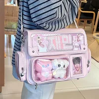 New Y2K Cute Ita Bag Harajuku Girl Transparent Pocket Large Capacity Crossbody Bag Lolita DIY Badge Display Casual Shoulder Bags - Image 3