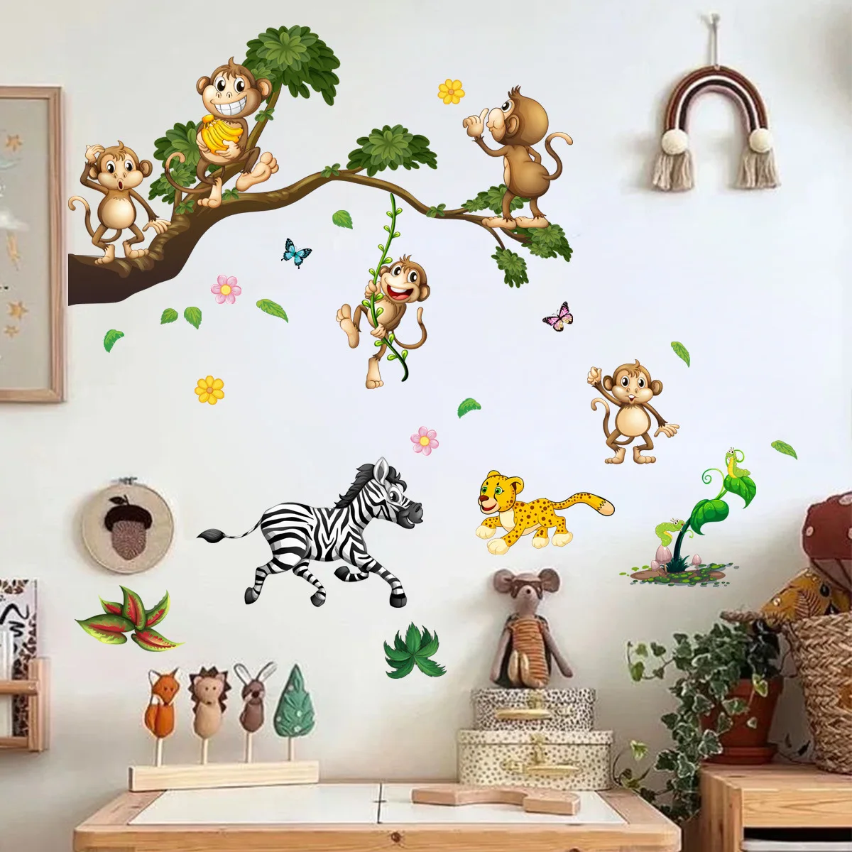 Jungle Animals Wall Sticker for Kids Rooms Baby Bedroom Decor