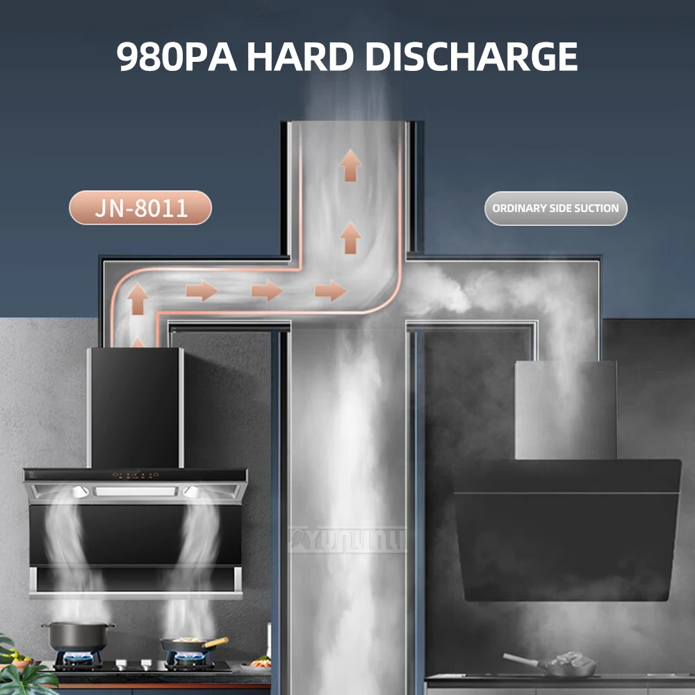 Stainless Steel Range Hood Top Side Three Exhaust Range Hood Kitchens Large Suction Range Hood 90cm Household 4