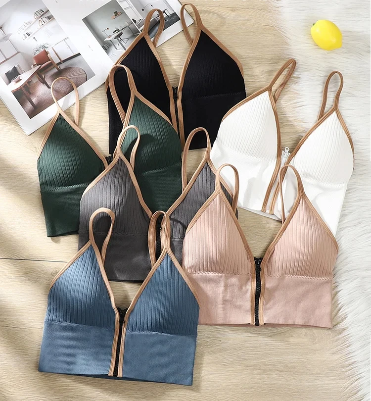 Sexy Sling Yoga Shirt Women Summer Zipper Breathable Fitness Workout Top with Chest Pad Casual Stripe Gather Running Sports Bra