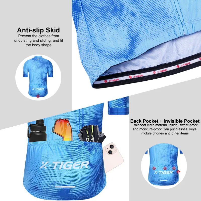 X-TIGER Cycling Jersey Slim Fit SPF 50+ Women Fashion Bike Jersey Pro Team Cycling Shirt Ink Splash Style